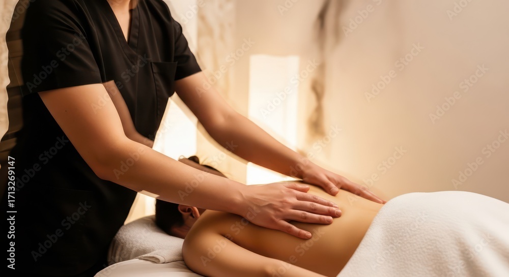 Obraz premium Relaxing back massage therapy session in a spa setting for rejuvenation and wellness