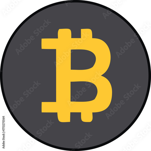 Golden bitcoin logo symbol on dark circular background digital currency cryptocurrency finance technology asset investment trading electronic money blockchain