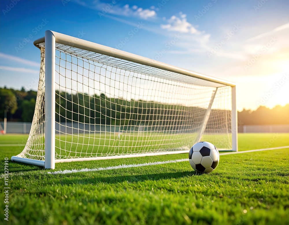 Fototapeta premium Soccer goal on a sunny field