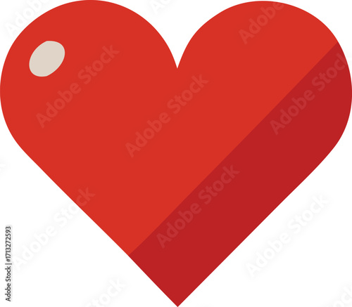 Vibrant red heart shape symbol of love romance and emotion simple clean geometric design element for valentine's day and celebrations