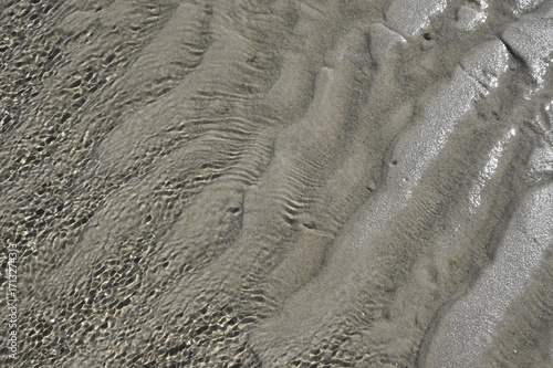 Abstract Texture of Water Surface on beach with water ripple reflection and sand beach