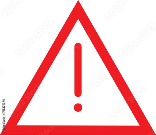 Red triangle warning symbol with exclamation mark alert icon for danger and cautionary information