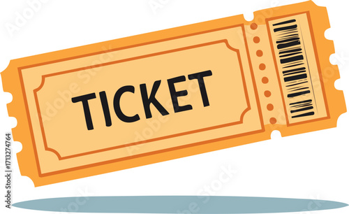 A retro-style orange event ticket. An isolated vector illustration for concerts, movies, festivals, or raffles. Generative AI