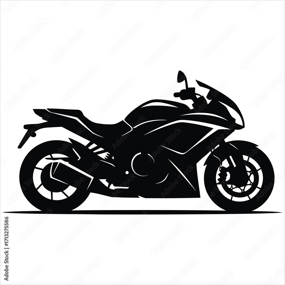 Obraz premium Black silhouette of a sport motorcycle on a white background sport bike