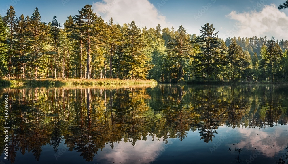 Obraz premium Forest Scene Tranquil Reflection Artistic Design Printable Art