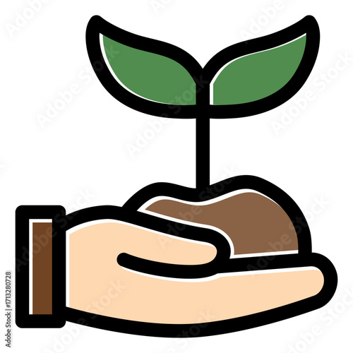 hand holding a tree icon