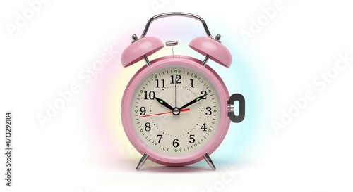 Wallpaper Mural Pastel Pink Alarm Clock on White Backdrop Symbolizing Transience and Promptness with Soft Hues Torontodigital.ca