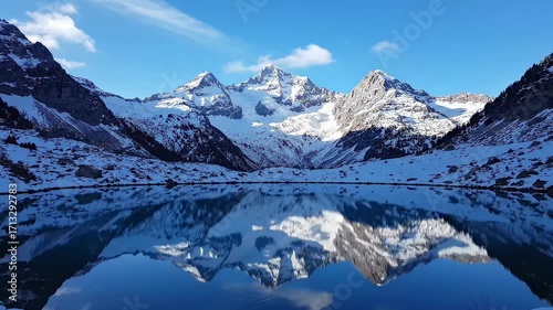 Wallpaper Mural Majestic Snow Capped Mountains Reflected in a Serene Alpine Lake. Torontodigital.ca