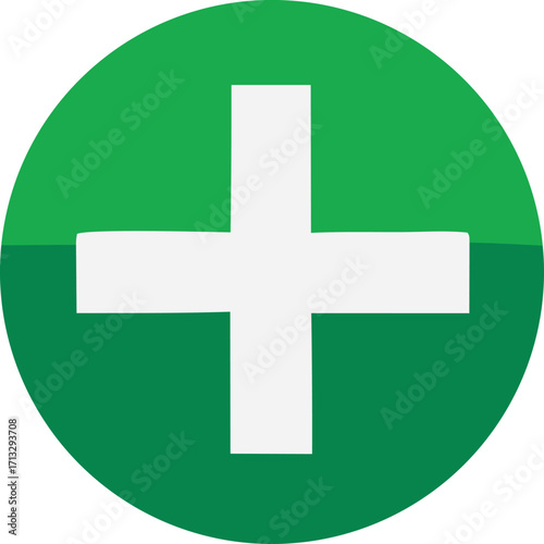 Green circle with white plus symbol medical health care emergency aid assistance icon graphic medical symbol