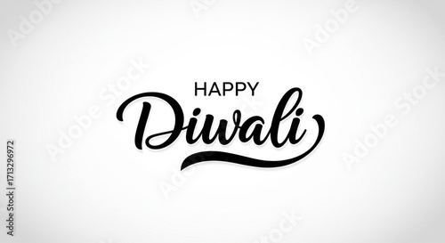 Happy diwali greeting in black script font on a plain white background for festival celebration