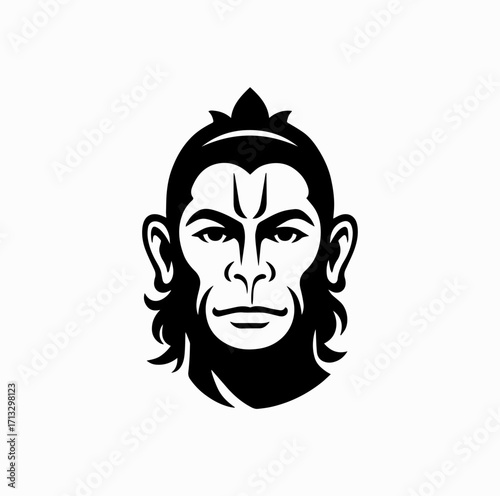 Wallpaper Mural Hanuman Face Silhouette – Iconic Close Up of the Monkey God Torontodigital.ca