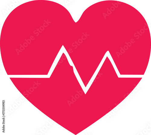 Vibrant pink heart with ecg line graphic symbolizing health wellness cardiovascular care and life vitality