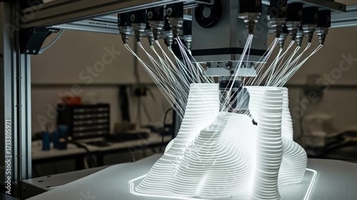 3D Printing Process Layering Material to Create Object