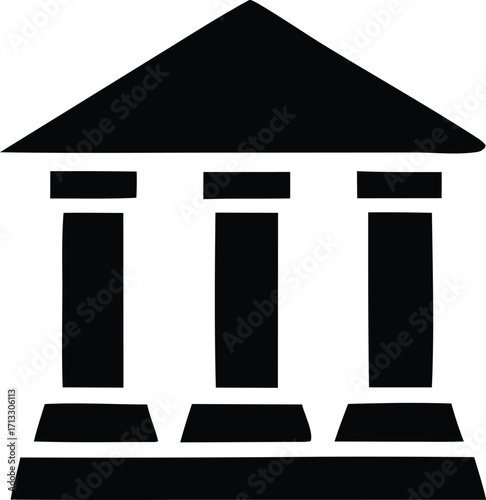 Classic building icon representing government law finance justice and institutions architectural symbol.
