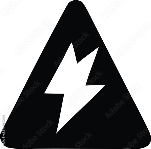 Warning symbol with a white lightning bolt inside a black triangle indicating electrical hazard danger or caution for safety awareness