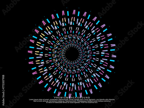 ter design background. Electro Sound Cover Template with dynamic abstract gradient circular geometric line shapes for t-shirt screen printing, technology, digital, party, festival and club.