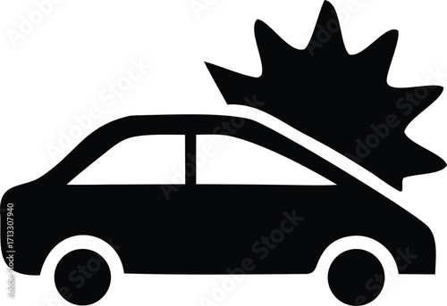 Car accident icon silhouette symbolizing damage and impact dynamic explosion graphic for insurance or emergency services concepts
