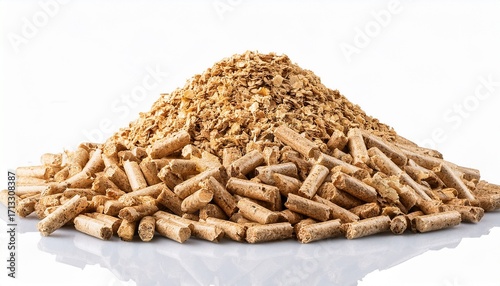 Pile Of Wooden Pellets Isolated On Transparent Background