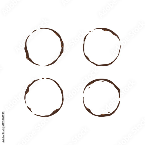 Set chocolate drink or coffee stain circle mark decoration
