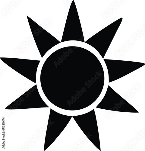 Abstract nine pointed star symbol featuring a central circle and outer ring for geometric and celestial themed designs