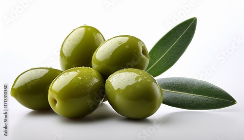 Wallpaper Mural Green Olives On With Leaves On White Background Torontodigital.ca