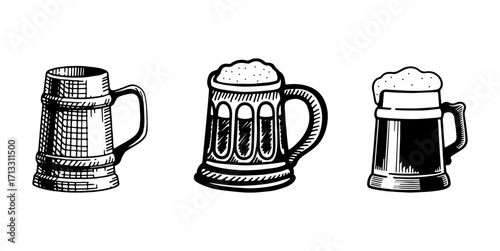 set of hand drawn oktoberfest give a toast beer