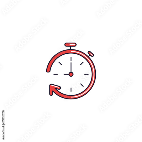 Icon of a red stopwatch with an arrow, symbolizing time management and efficiency