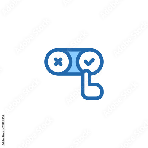 Toggle Switch Icon Illustrative representation with check and cross symbols for on-off selection