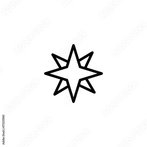 A simple black outline of an eight-pointed star, representing a compass rose or navigational star symbol