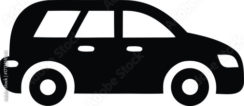 Simple silhouette icon of a black suv or station wagon vehicle ideal for transportation and automotive graphics