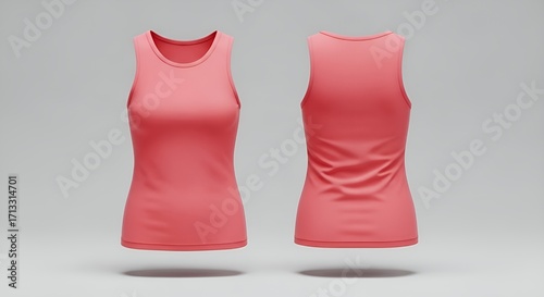 Blank Coral Women's Tank Top Front and Back Mockup