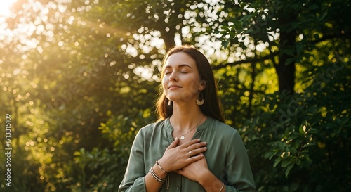 Finding Inner Peace Woman Meditating in Nature's Embrace