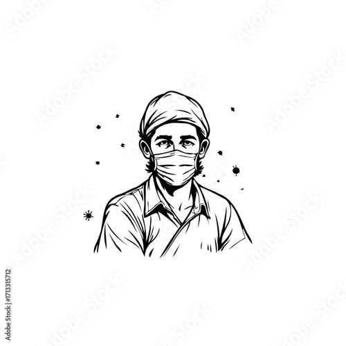 Frontline hero wearing a protective face mask with confidence in the midst of health crisis