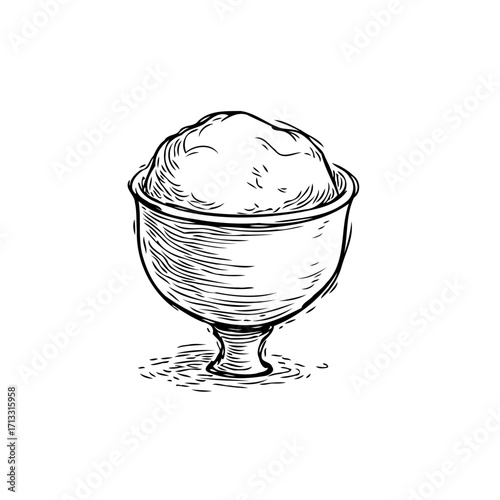 Hand drawn illustration of a sweet dessert served in a bowl for menu design and presentations
