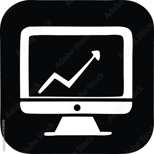 Computer monitor displaying a growing graph symbolizing business growth financial success and data analysis for modern digital strategies