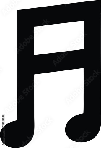 Bold black eighth note symbol for music education and digital media design projects