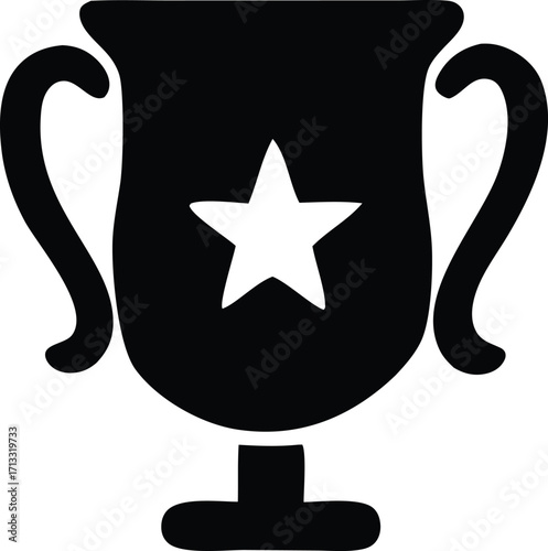 Award trophy icon silhouette for recognition celebration and achievement symbolizing victory and success in competitions