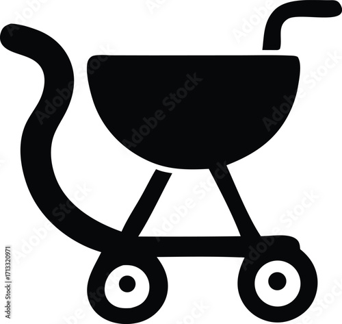 Simple black silhouette icon of a barbecue grill for outdoor cooking and grilling enthusiasts representing culinary activities