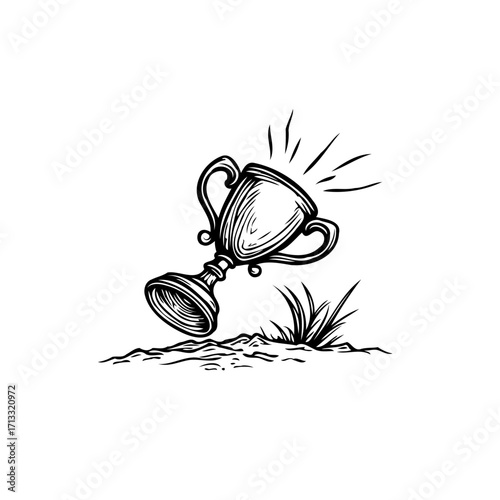 Simple sketch illustration of a celebratory trophy representing victory and success in any