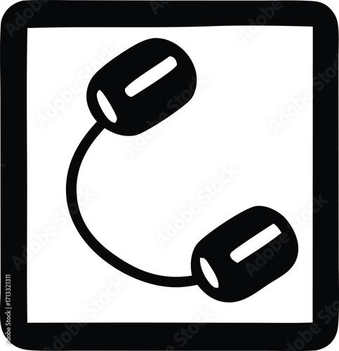 Retro handset icon symbol for vintage communication device simple flat design and old school technology
