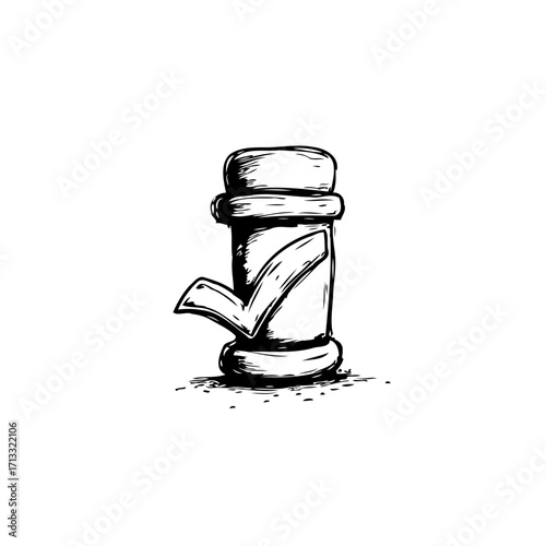 Stylized depiction of a cylindrical form symbolizing successful validation and positive