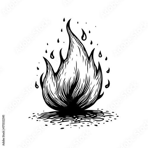 Stylized depiction of flickering flames, a symbol of passion, energy, and transformative power