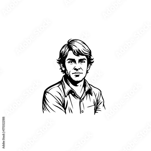 Stylized digital portrait exhibiting a handsome and confident man with modern short hairstyle