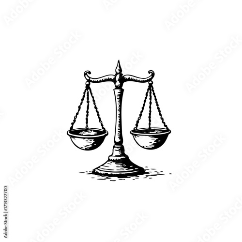 Symbol of justice intricate drawing presenting balance legal equality and judgement showing scales