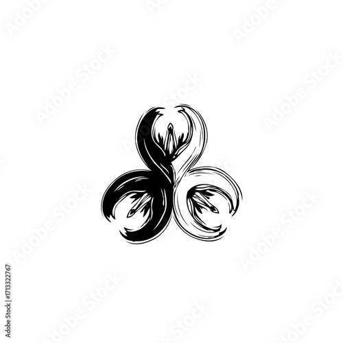 Symmetrical abstract black and white spiral graphic, creating a mesmerizing visual depth and