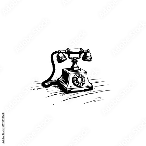 Vintage rotary telephone sketch embodying communication history and nostalgic design aesthetics