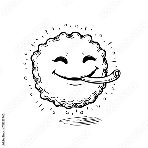 Whimsical celebration doodle a joyous expressive facial expression with a party horn adds a