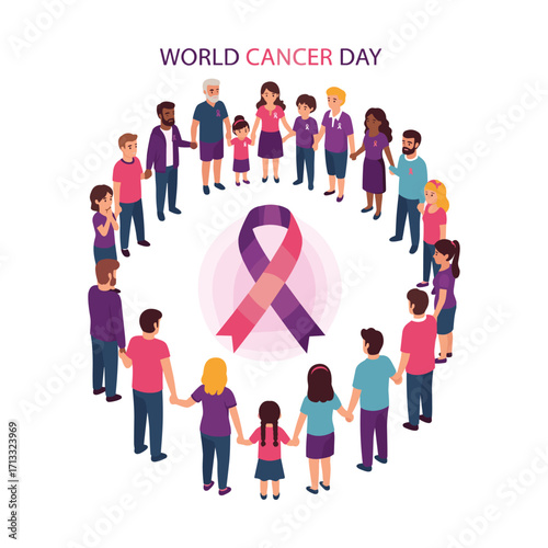 World Cancer Day support group illustration