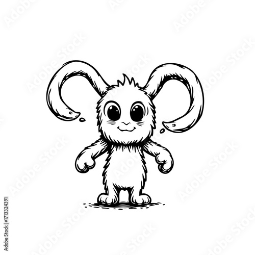 Whimsical fuzzy creature with oversized floppy ears and endearing eyes creates playful art