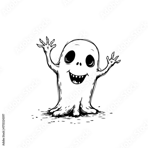 Whimsical ghost illustration evoking spooky season with playful apparition design for creative